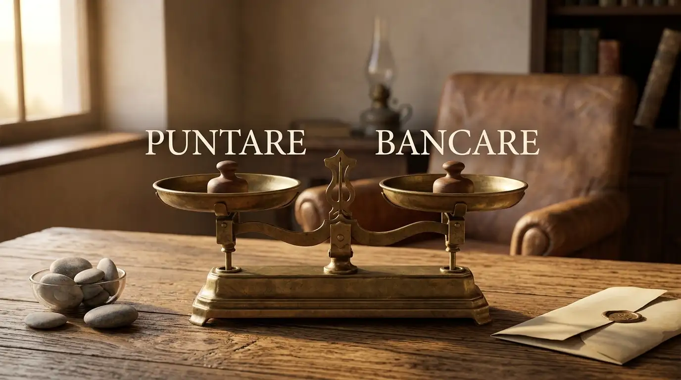 Bilancia simbolica che contrappone la puntata a favore e il banco contro un pugile