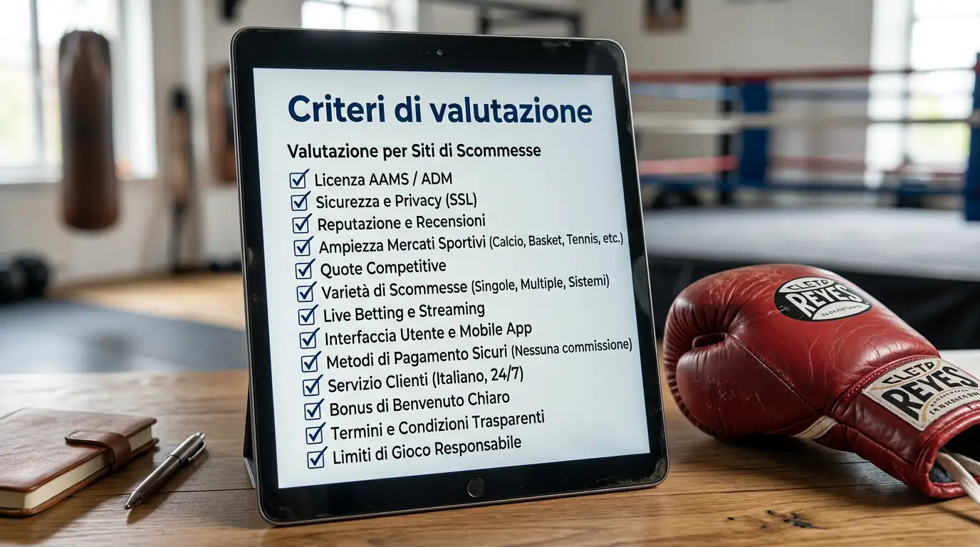 Lista dei criteri oggettivi per valutare un sito di scommesse sulla boxe