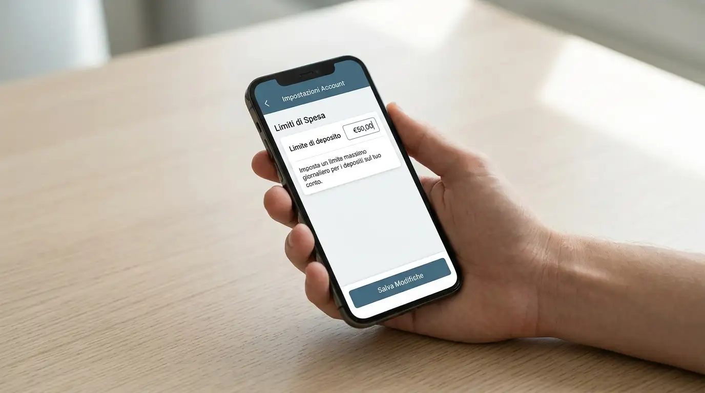 Schermata delle impostazioni del conto per fissare un limite di deposito