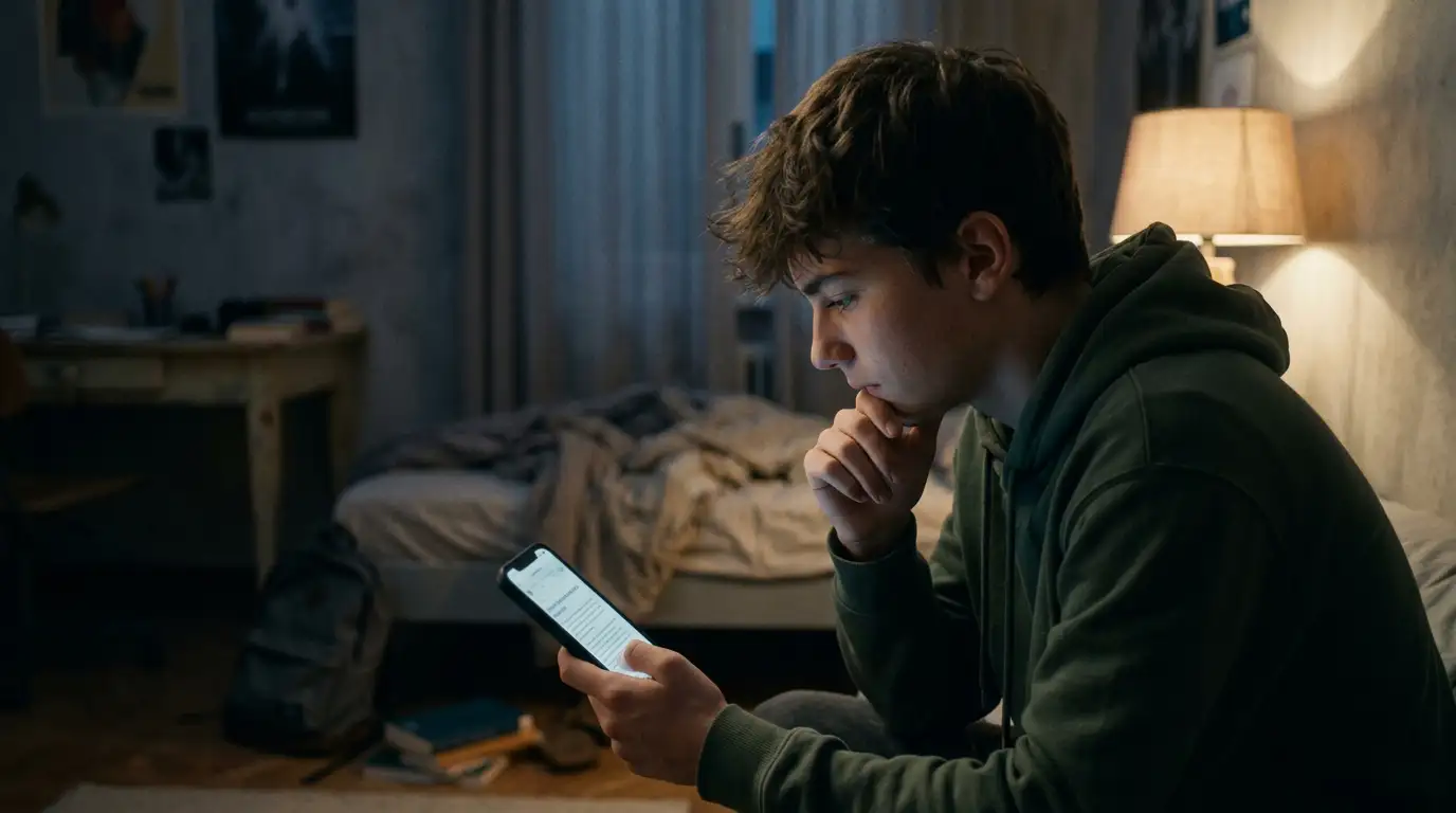 Adolescente con lo smartphone, simbolo del rischio di gioco tra i minori