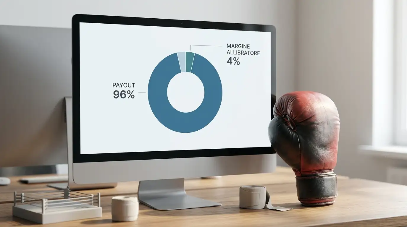 Diagramma della percentuale di payout restituita dal bookmaker rispetto al margine