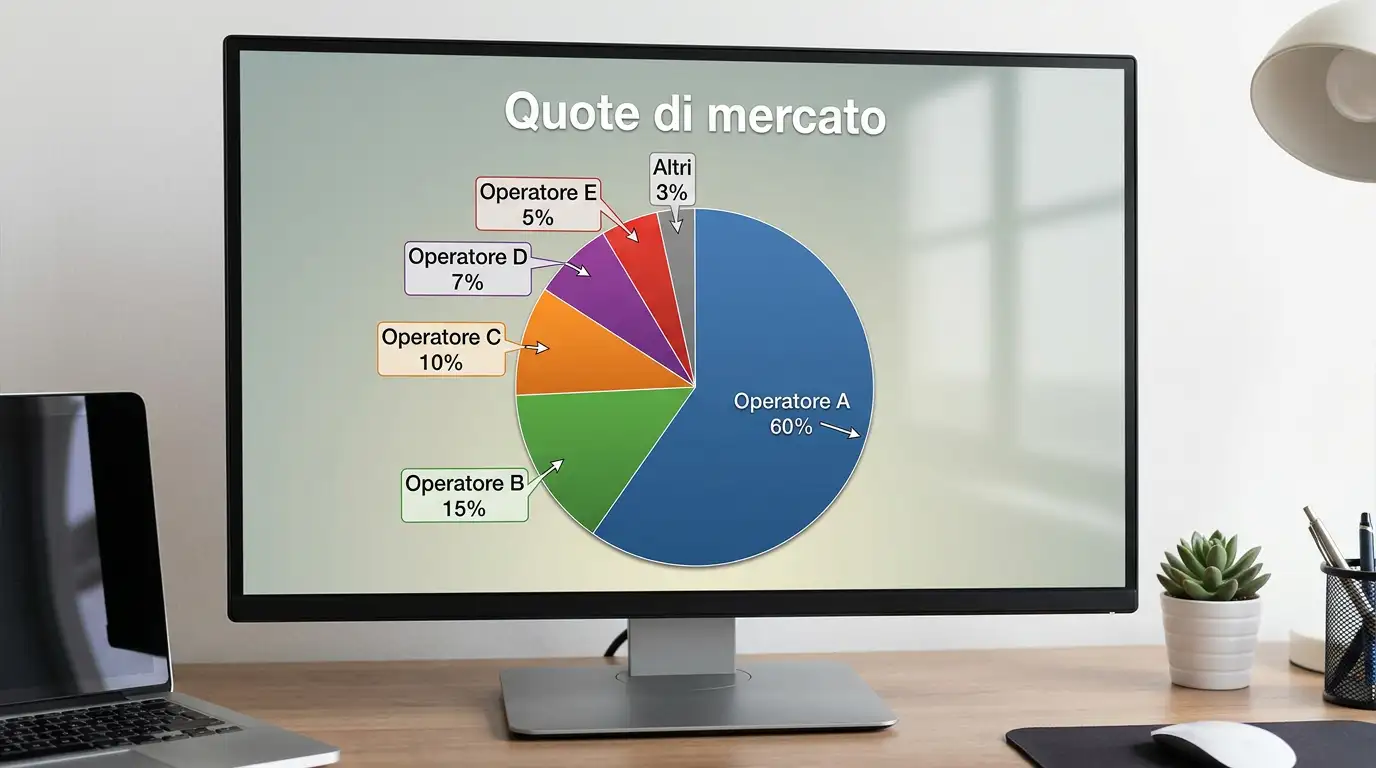 Grafico della quota di mercato degli operatori di scommesse online secondo i dati ADM